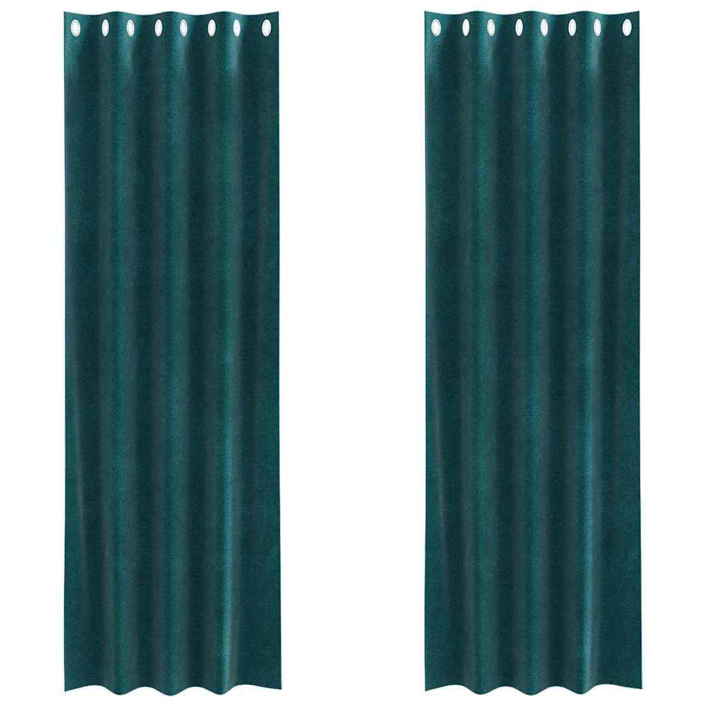 Tende 2 pz Verde Scuro 140 x 260 cm Velluto