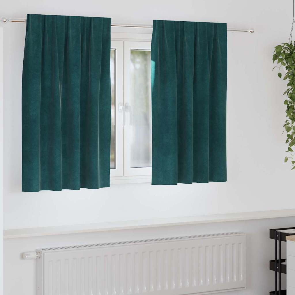 Tende 2 pz Verde Scuro 140 x 140 cm Velluto
