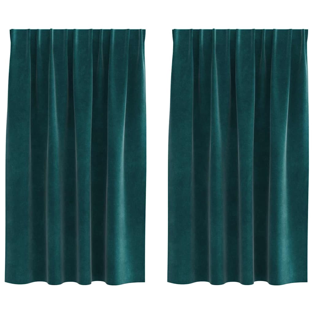 Tende 2 pz Verde Scuro 140 x 140 cm Velluto