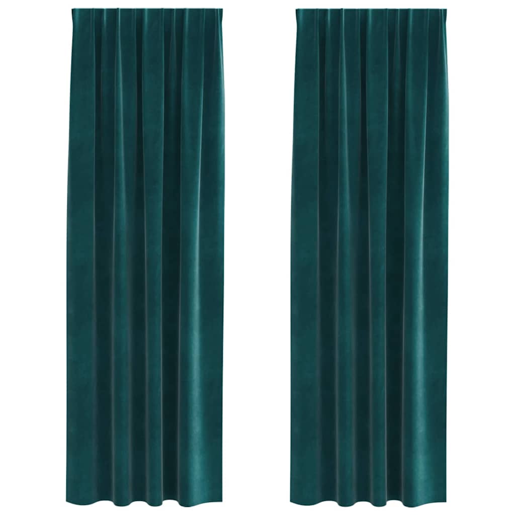 Tende 2 pz Verde Scuro 140 x 245 cm Velluto