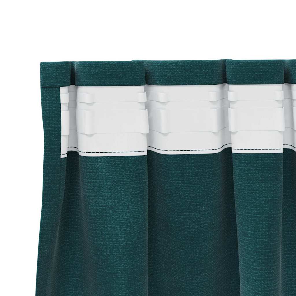 Tende 2 pz Verde Scuro 140 x 245 cm Velluto