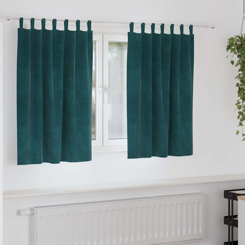 Tende 2 pz Verde Scuro 140 x 140 cm Velluto