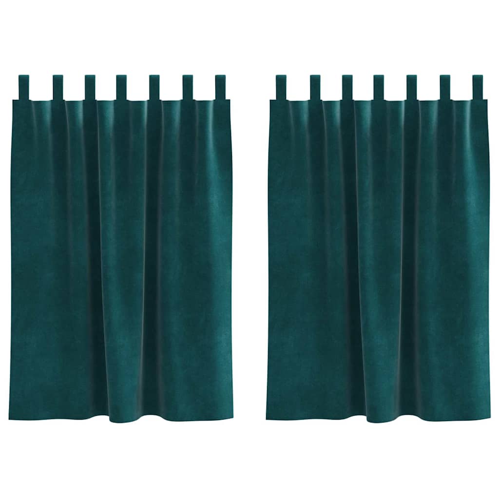 Tende 2 pz Verde Scuro 140 x 140 cm Velluto