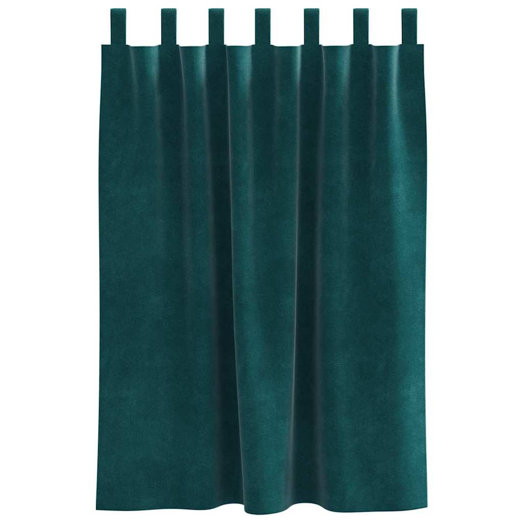 Tende 2 pz Verde Scuro 140 x 140 cm Velluto