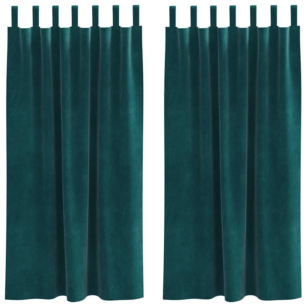 Tende 2 pz Verde Scuro 140 x 175 cm Velluto