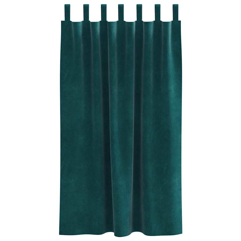 Tende 2 pz Verde Scuro 140 x 175 cm Velluto