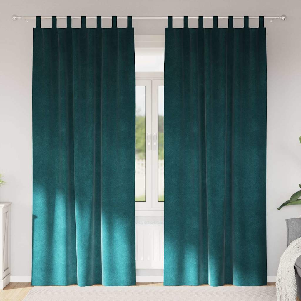 Tende 2 pz Verde Scuro 140 x 260 cm Velluto
