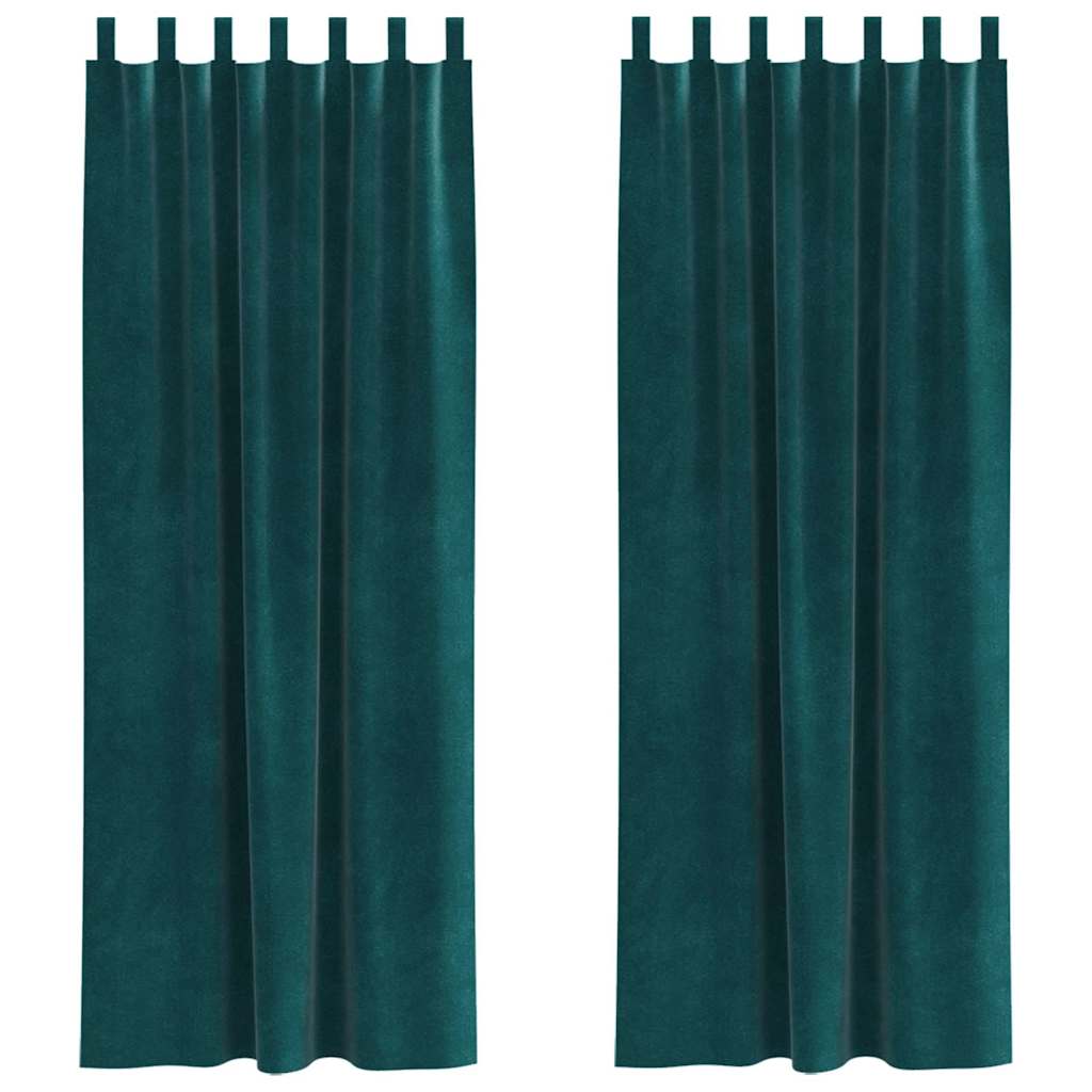 Tende 2 pz Verde Scuro 140 x 260 cm Velluto