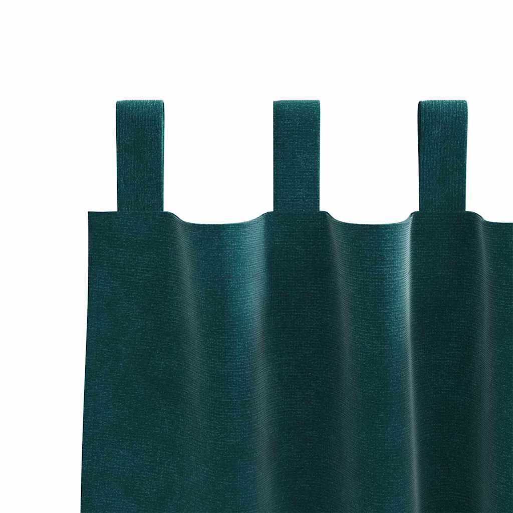 Tende 2 pz Verde Scuro 140 x 260 cm Velluto
