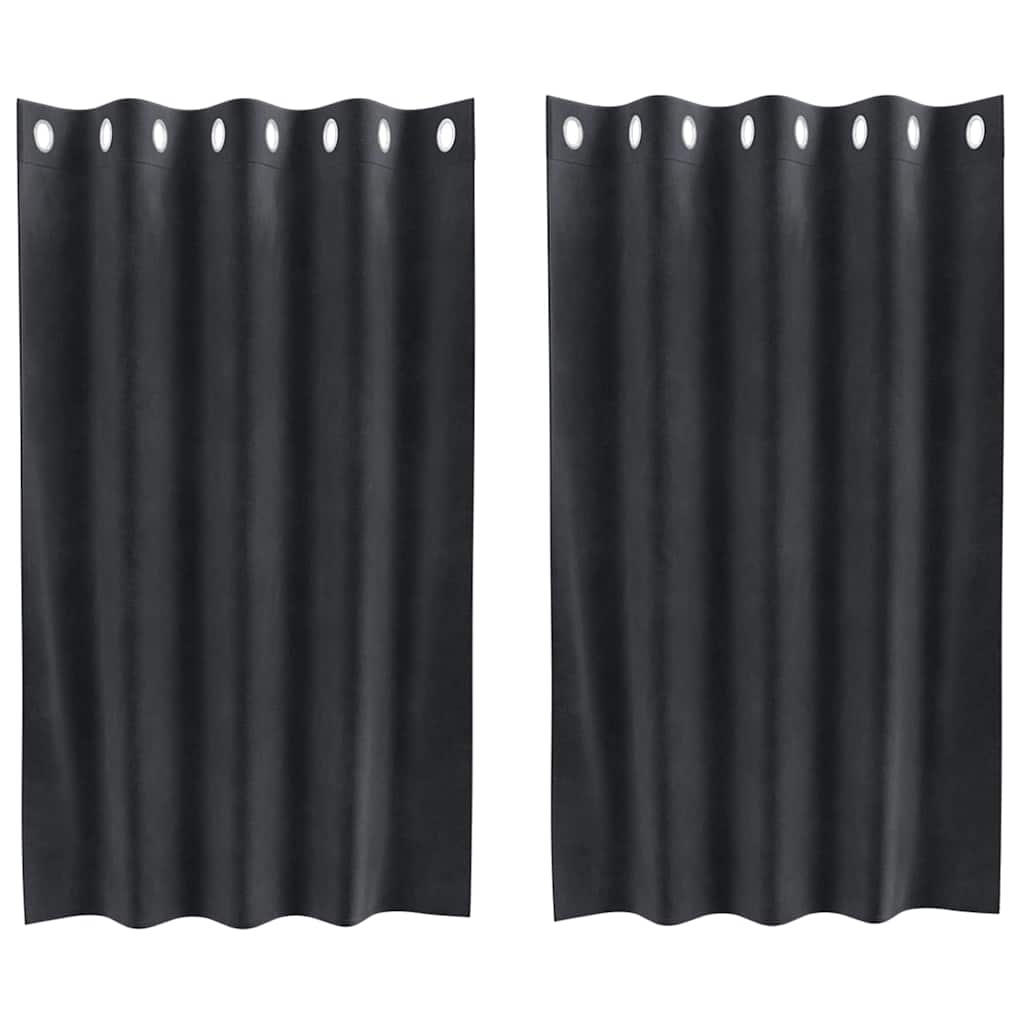 Tende 2 pz Grigio Scuro 140 x 140 cm Velluto