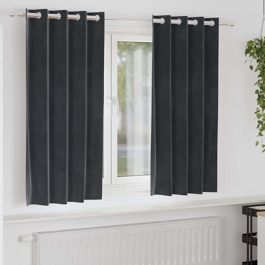 Tende 2 pz Grigio Scuro 140 x 175 cm Velluto