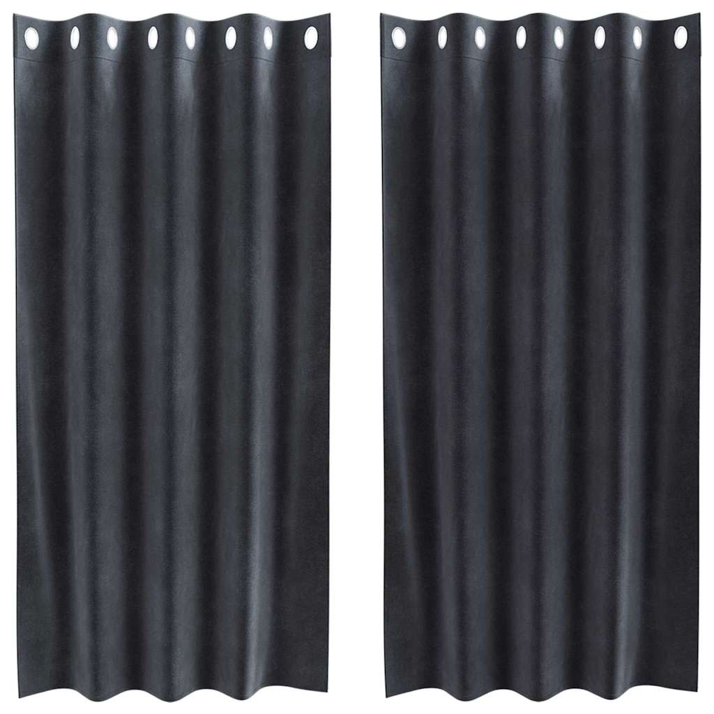 Tende 2 pz Grigio Scuro 140 x 175 cm Velluto