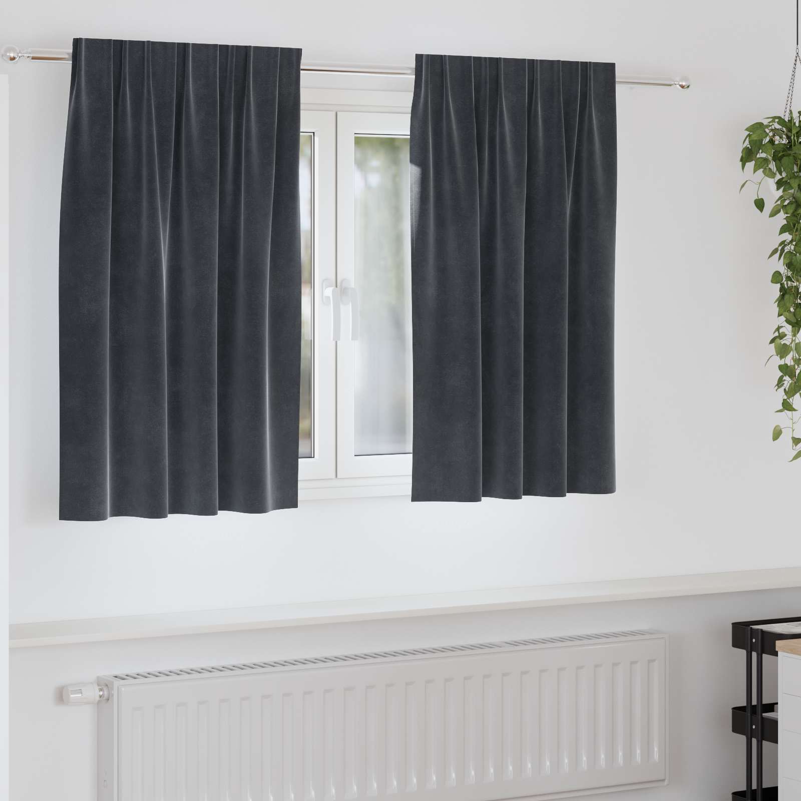Tende 2 pz Grigio Scuro 140 x 140 cm Velluto