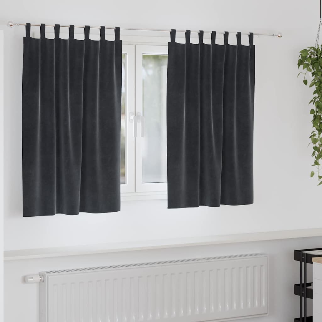 Tende 2 pz Grigio Scuro 140 x 140 cm Velluto