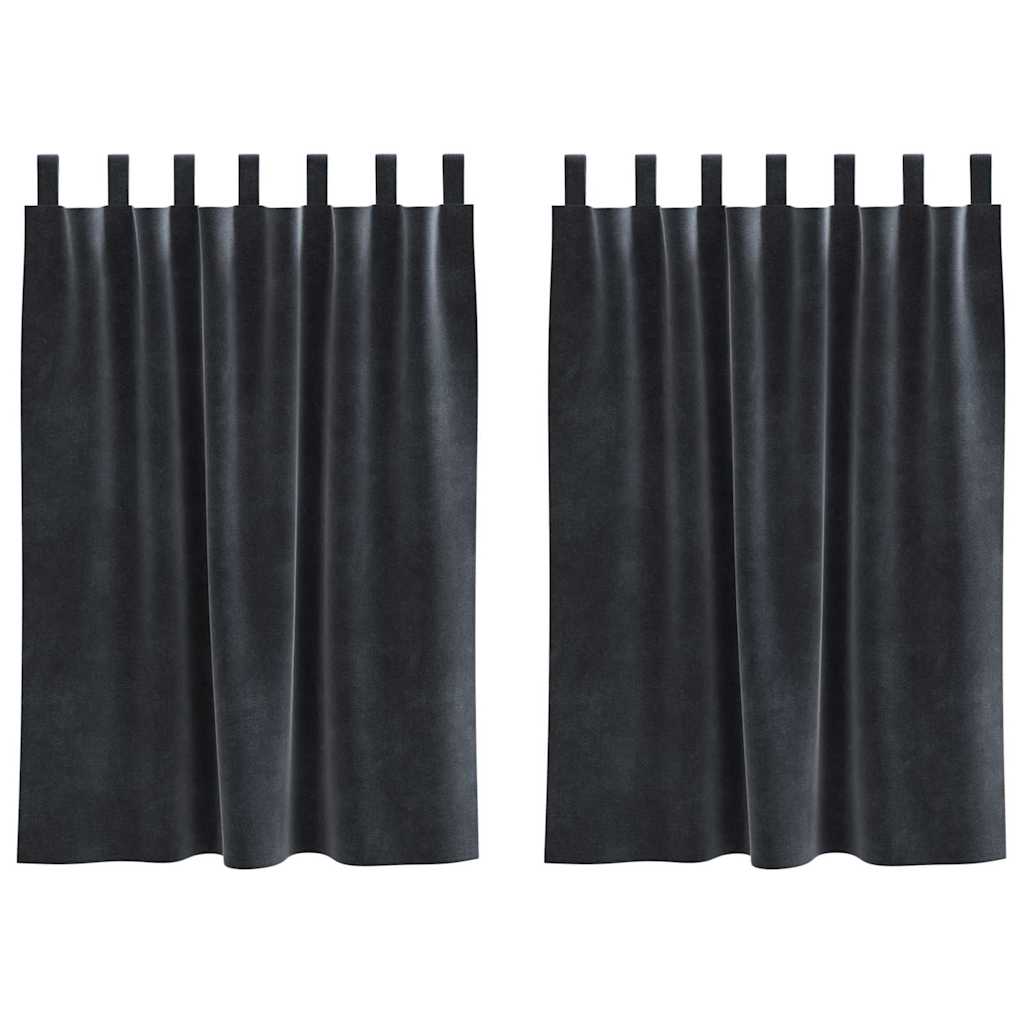 Tende 2 pz Grigio Scuro 140 x 140 cm Velluto
