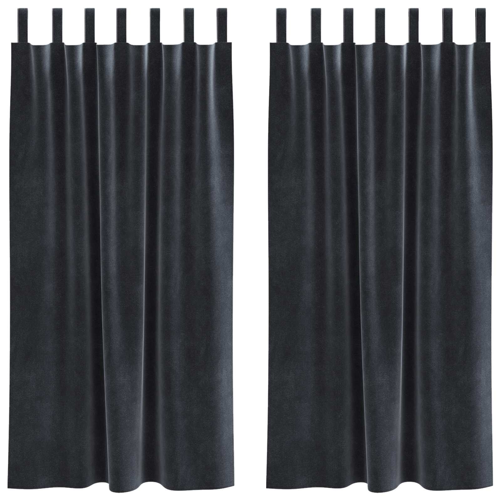 Tende 2 pz Grigio Scuro 140 x 175 cm Velluto