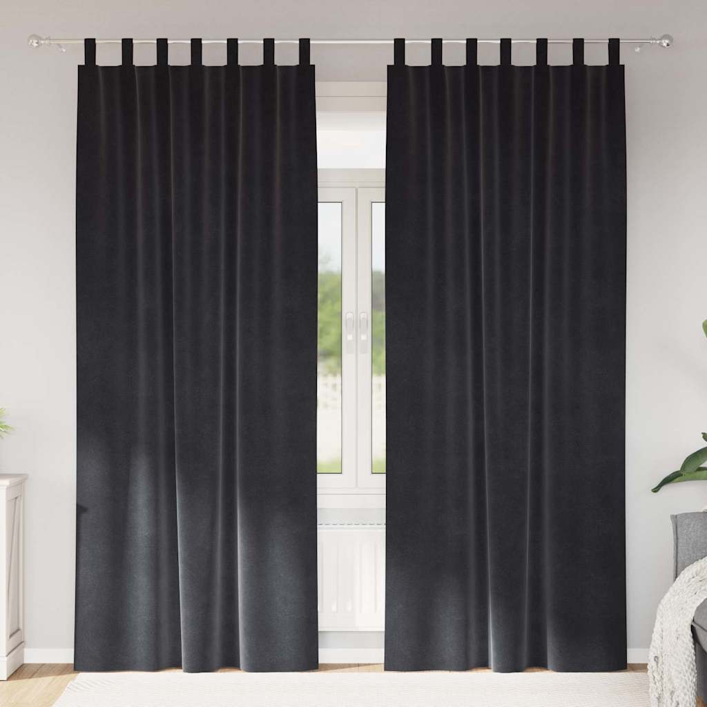 Tende 2 pz Grigio Scuro 140 x 260 cm Velluto