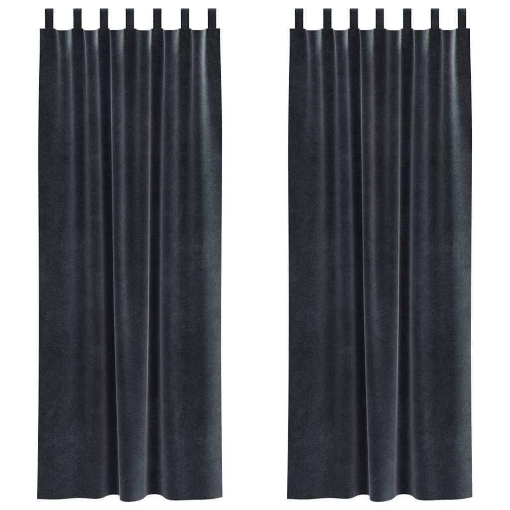 Tende 2 pz Grigio Scuro 140 x 260 cm Velluto