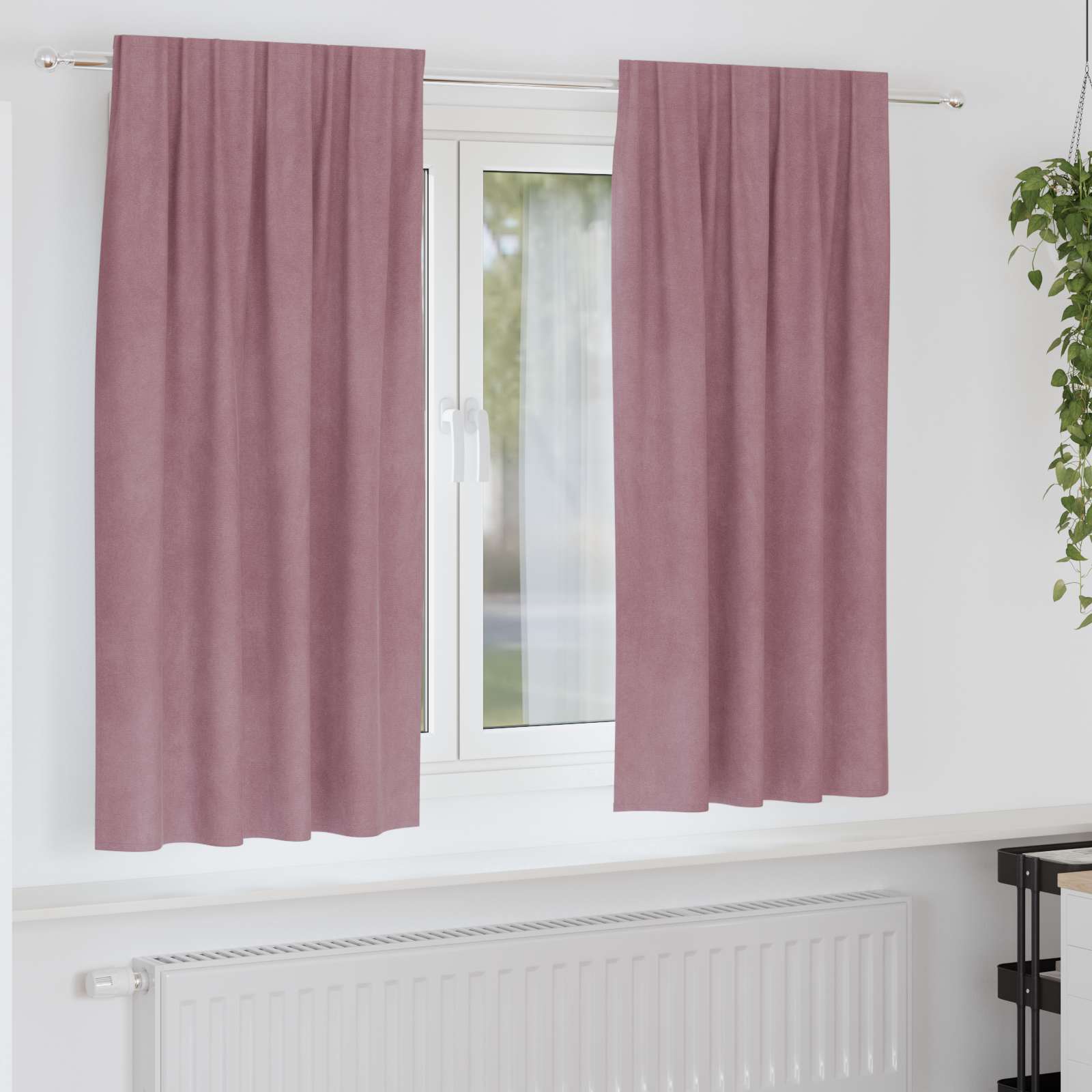 Tende 2 pz Rosa scuro 140 x 175 cm Velluto