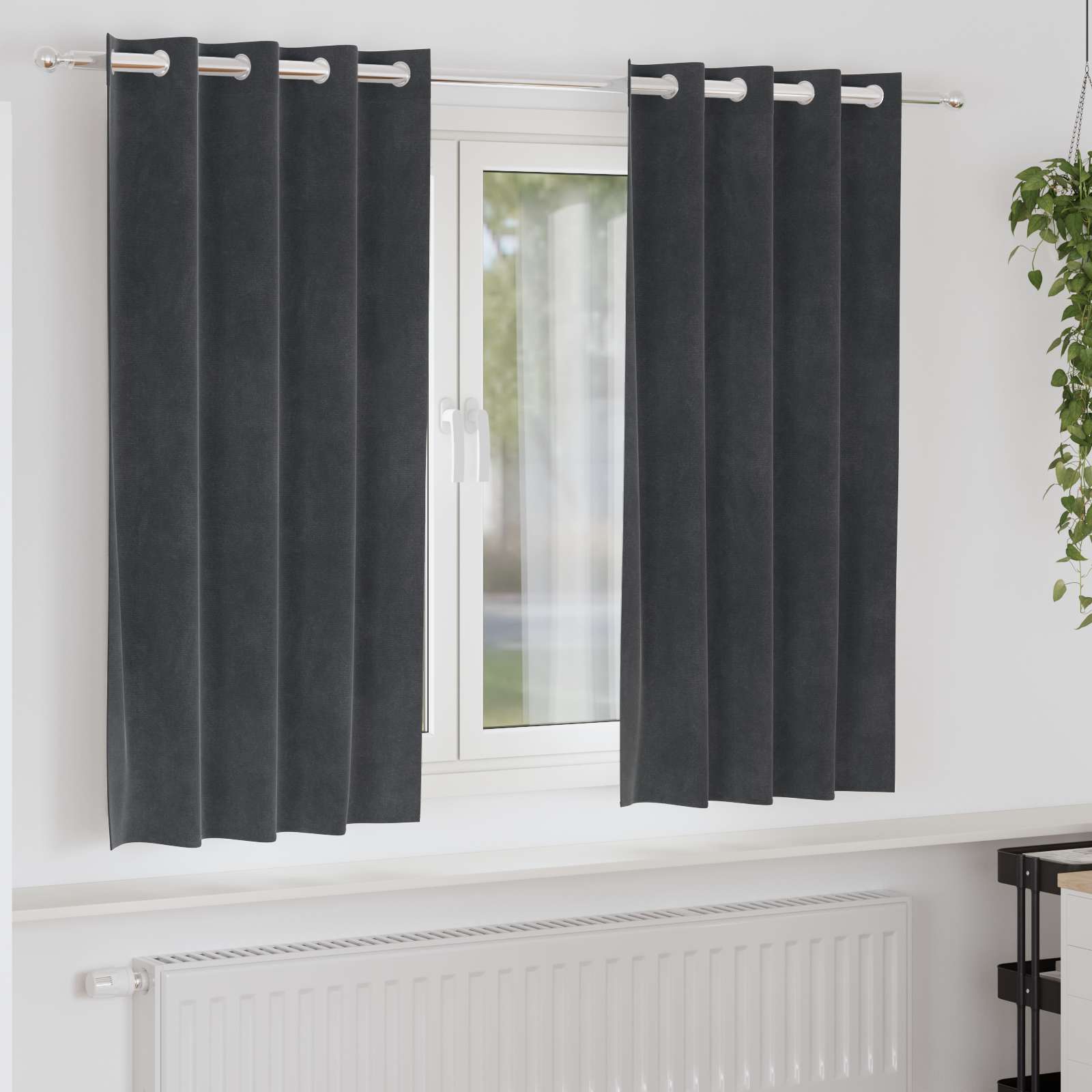 Tende 2 pz Grigio Chiaro 140 x 175 cm Velluto