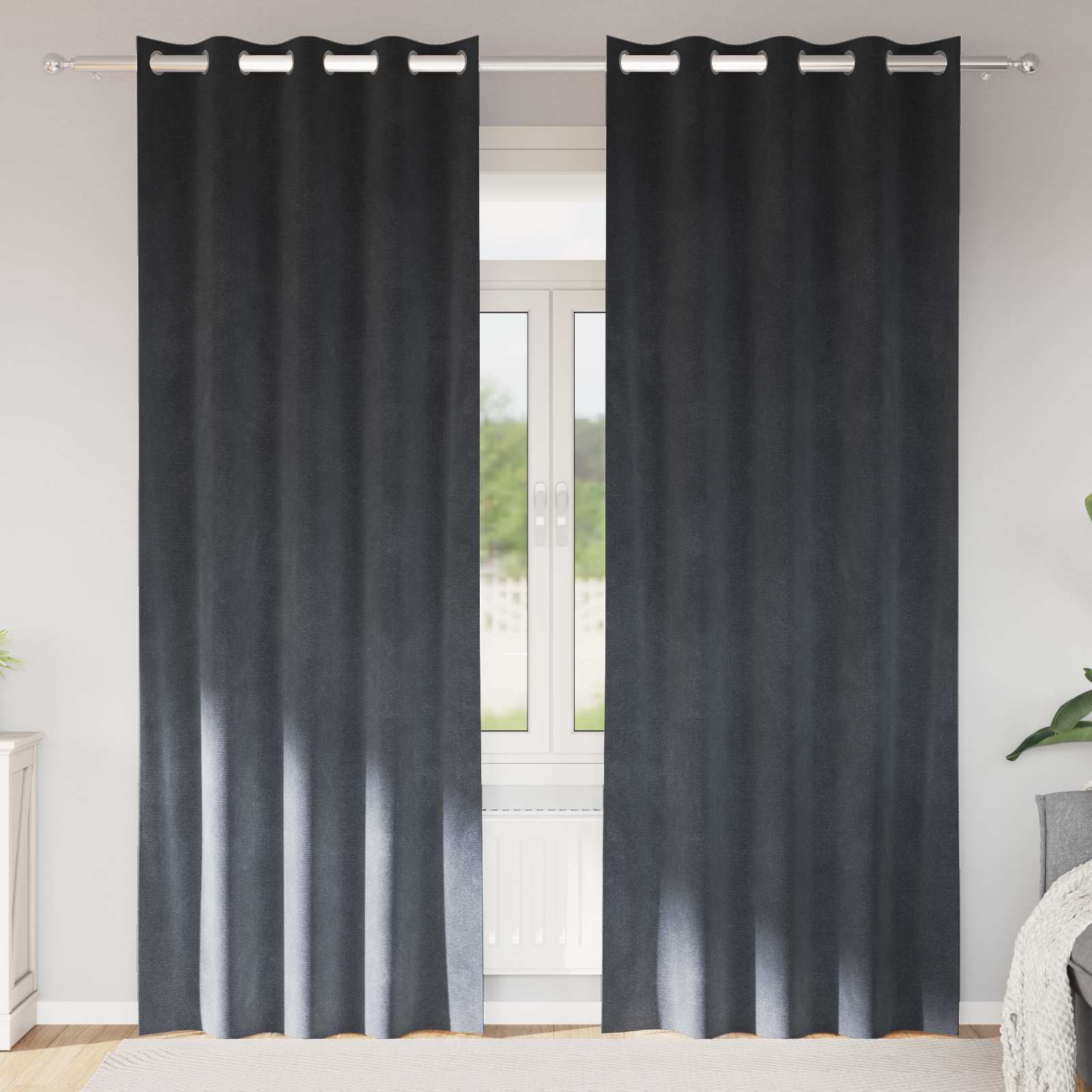 Tende 2 pz Grigio Chiaro 140 x 260 cm Velluto