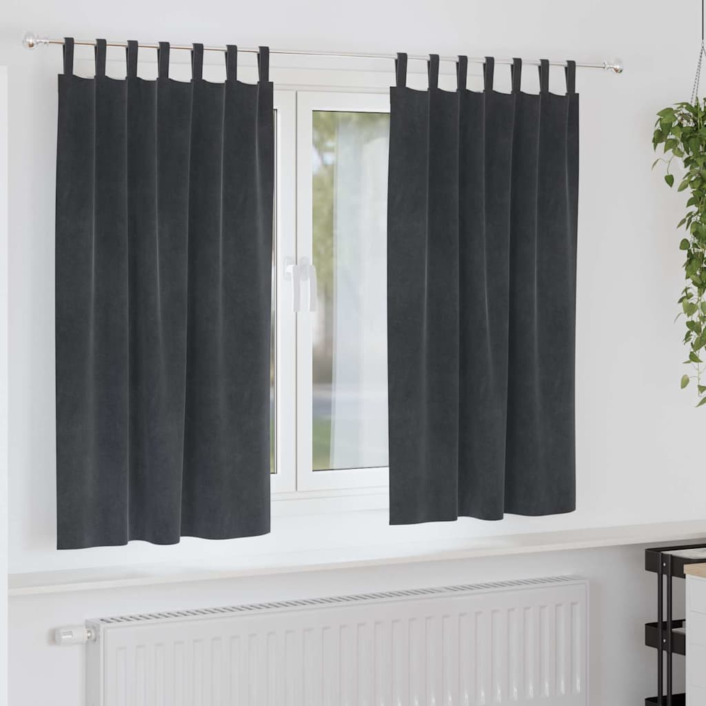 Tende 2 pz Grigio Chiaro 140 x 175 cm Velluto