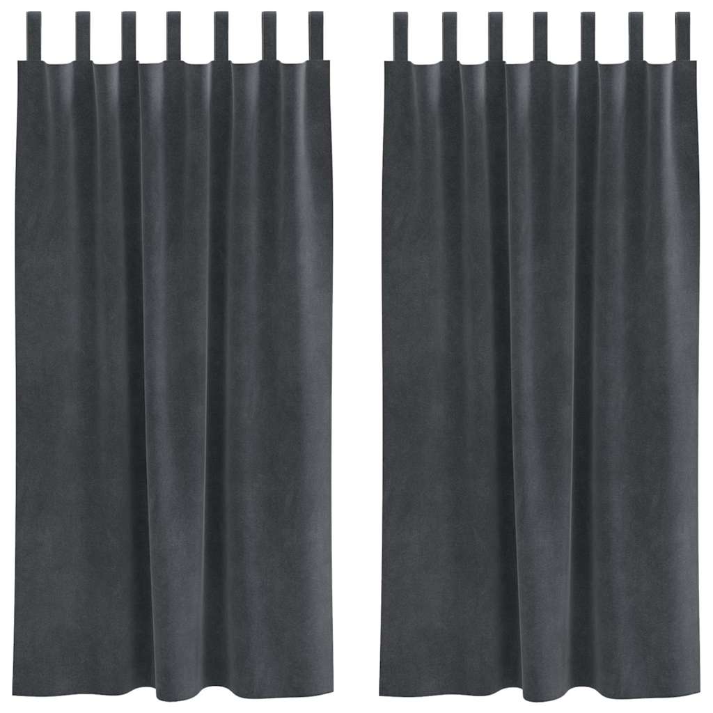 Tende 2 pz Grigio Chiaro 140 x 175 cm Velluto