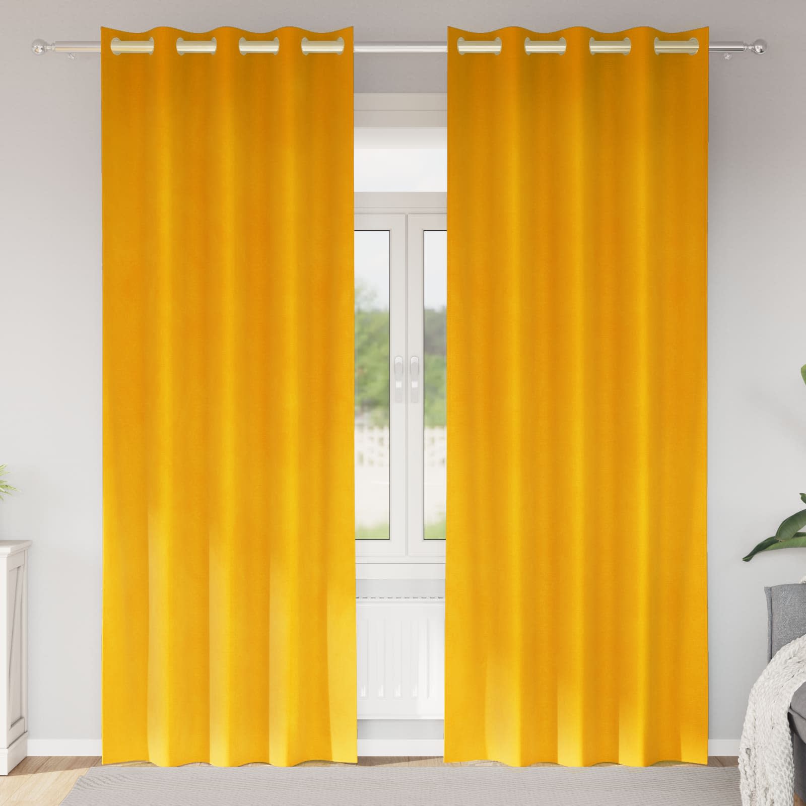Tende 2 pz Giallo Senape 140 x 245 cm Velluto