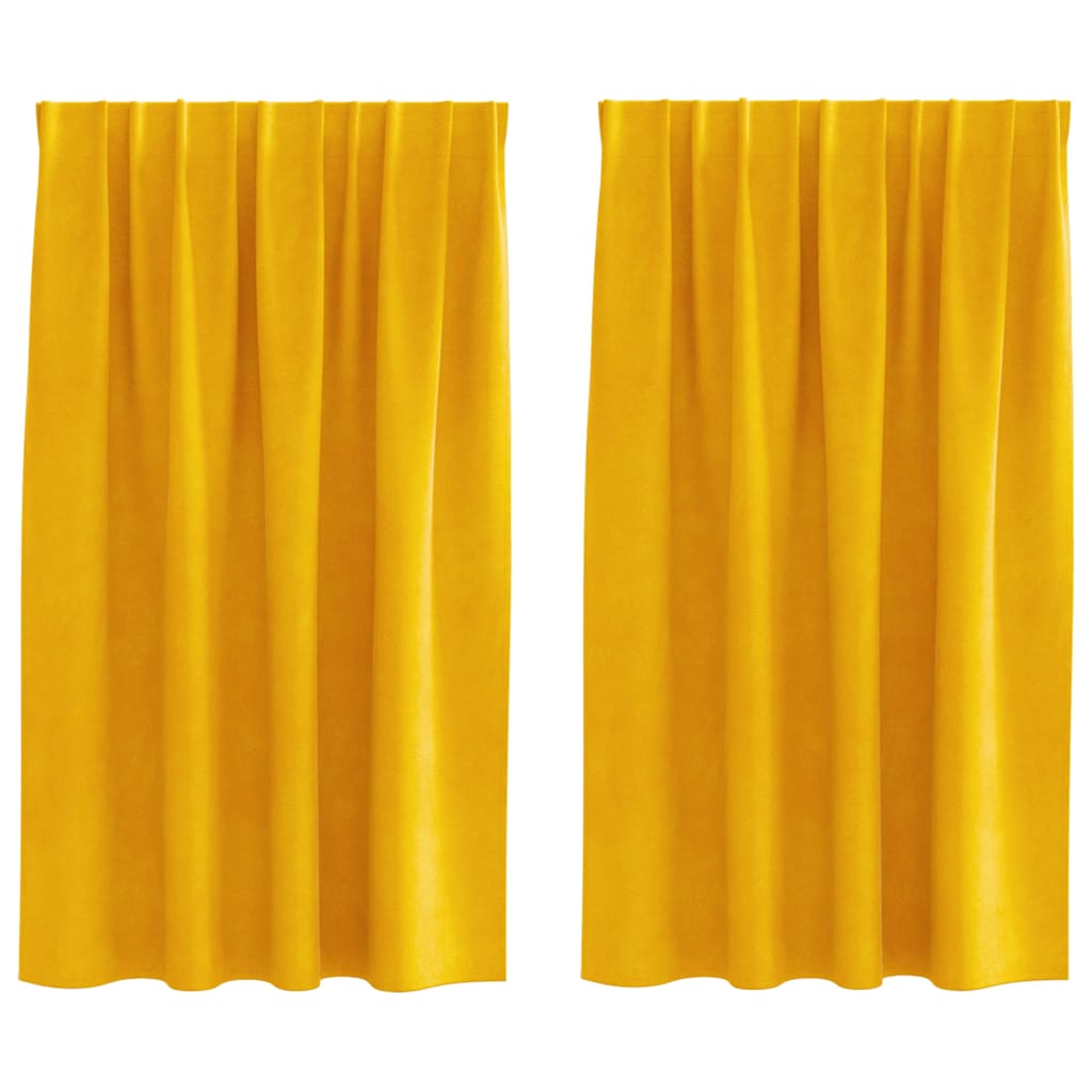 Tende 2 pz Giallo Senape 140 x 140 cm Velluto