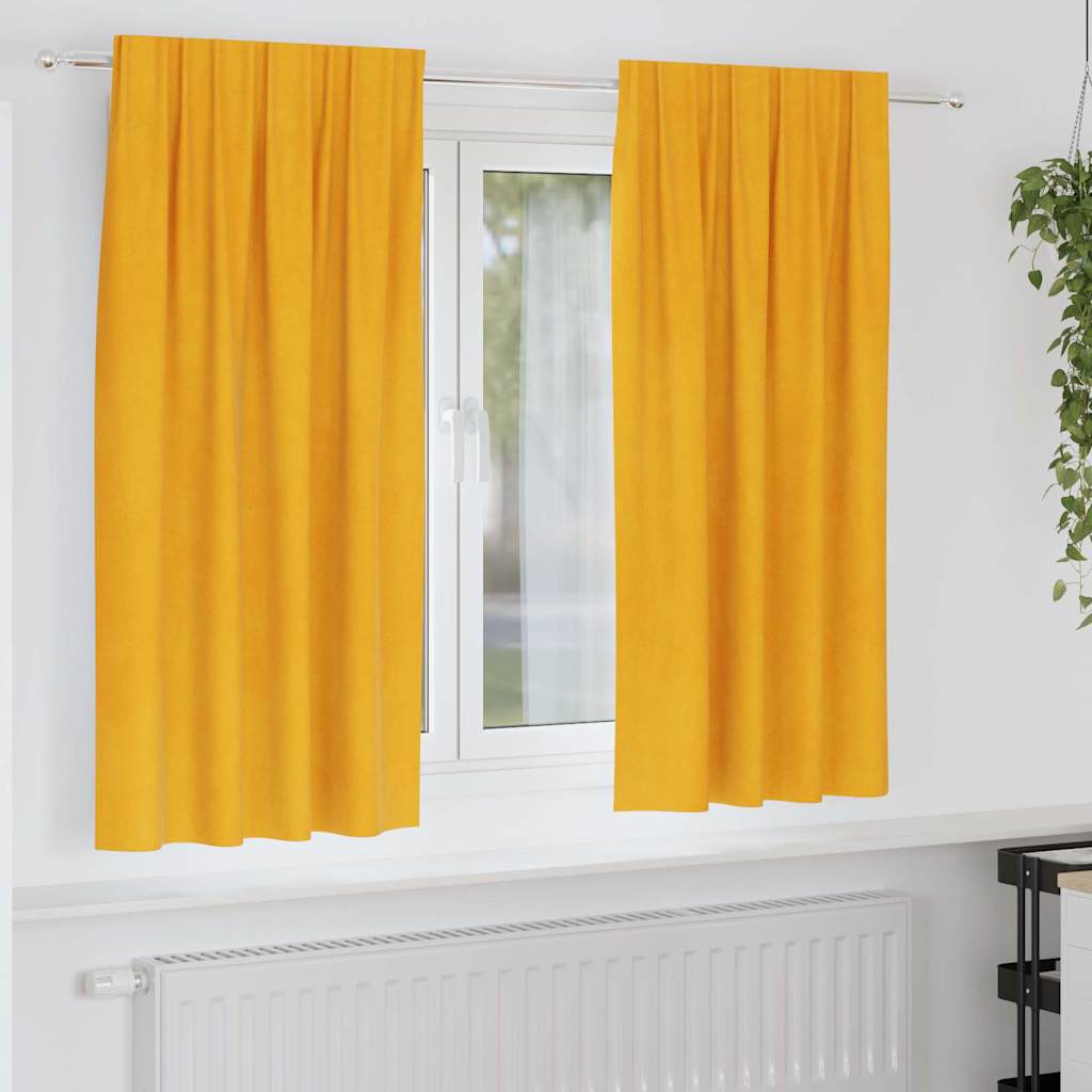 Tende 2 pz Giallo Senape 140 x 175 cm Velluto