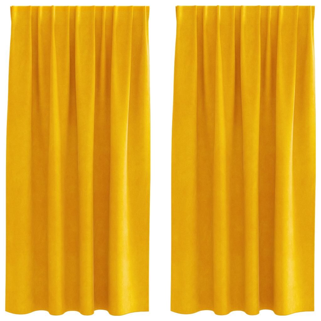 Tende 2 pz Giallo Senape 140 x 175 cm Velluto