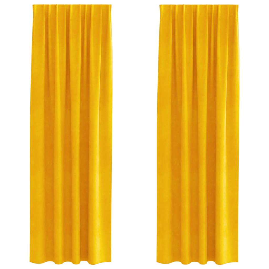 Tende 2 pz Giallo Senape 140 x 260 cm Velluto