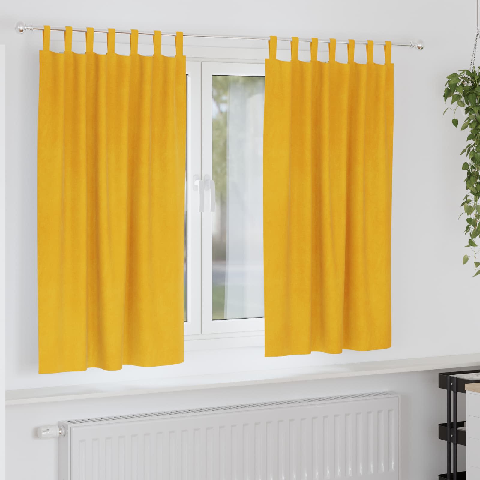 Tende 2 pz Giallo Senape 140 x 175 cm Velluto