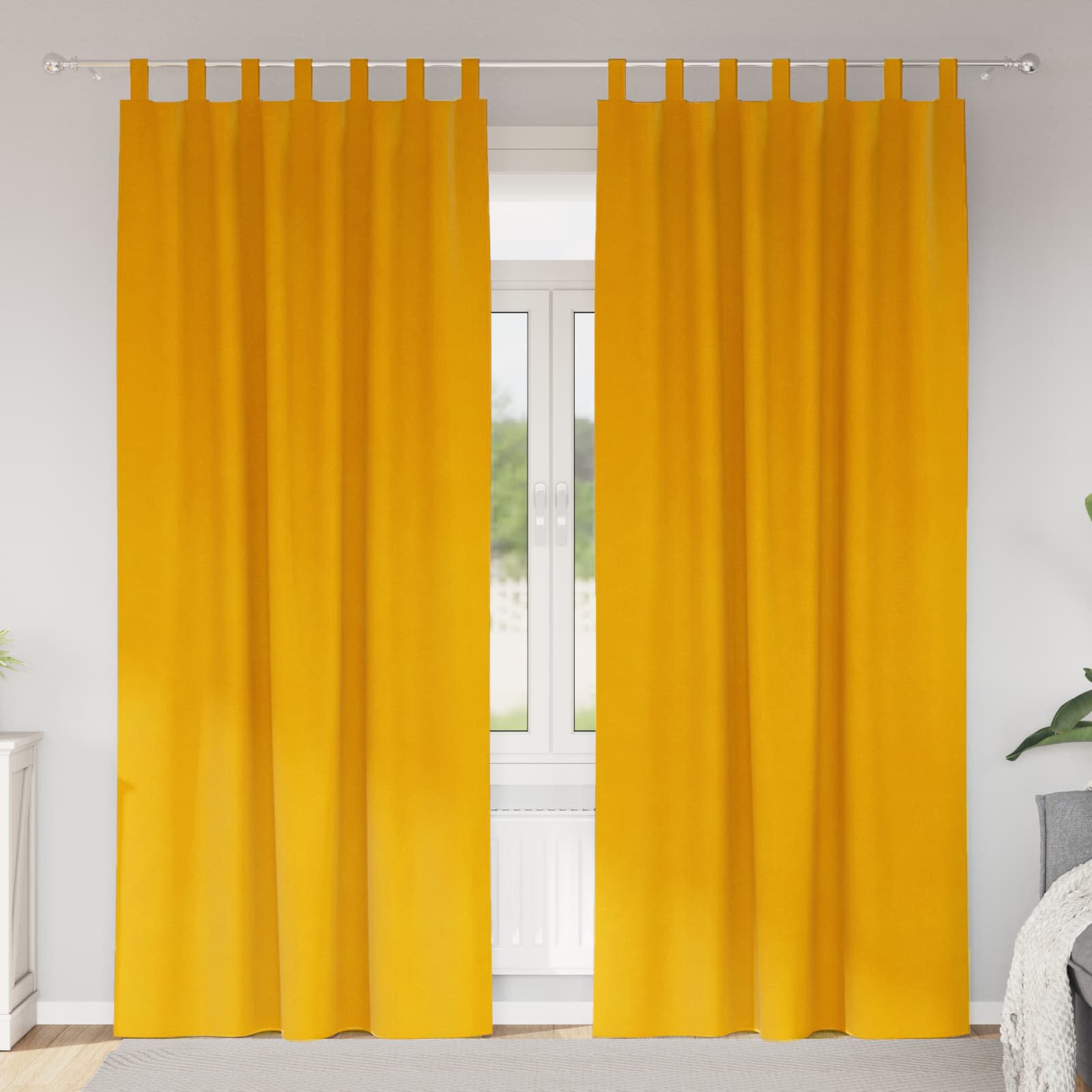 Tende 2 pz Giallo Senape 140 x 225 cm Velluto