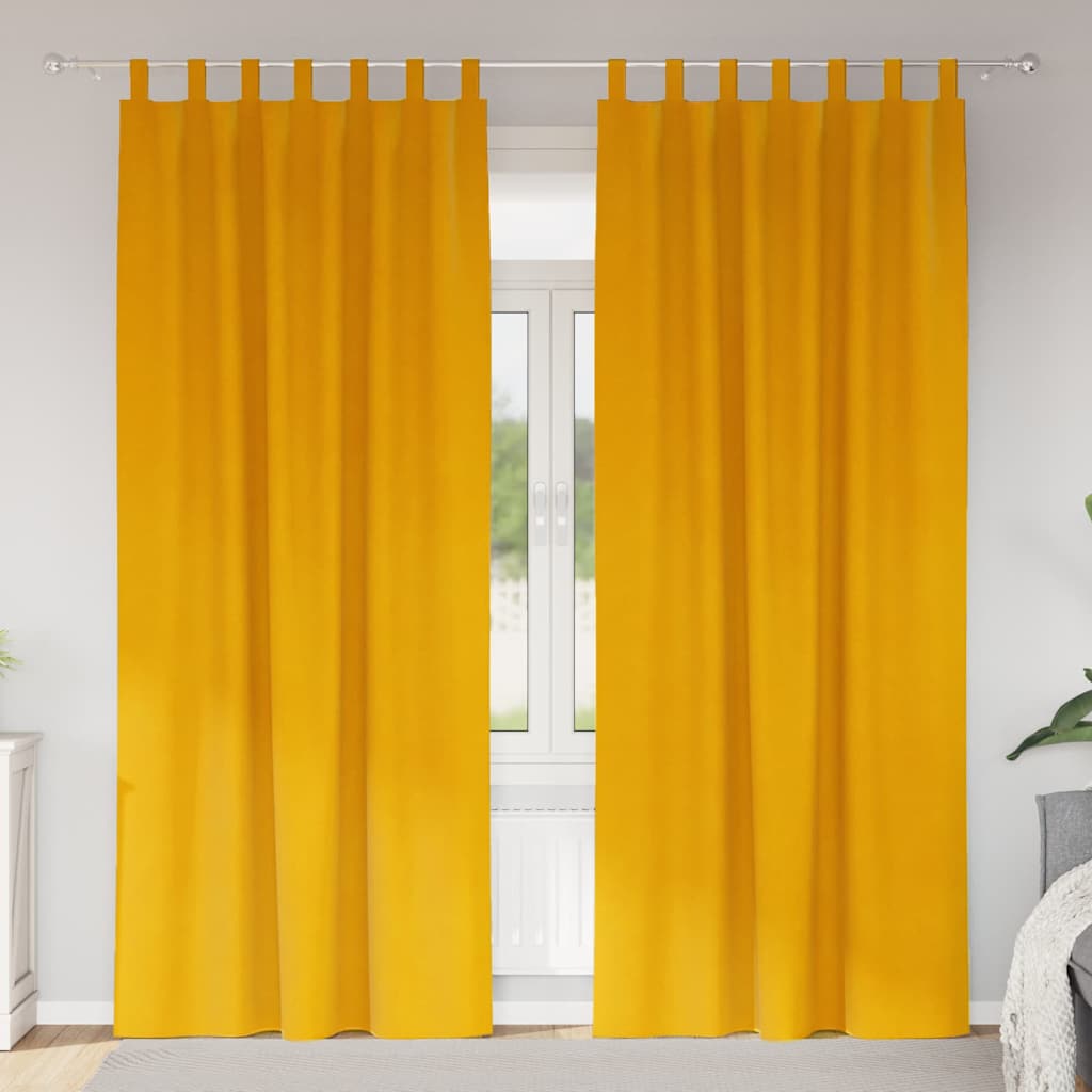Tende 2 pz Giallo Senape 140 x 260 cm Velluto
