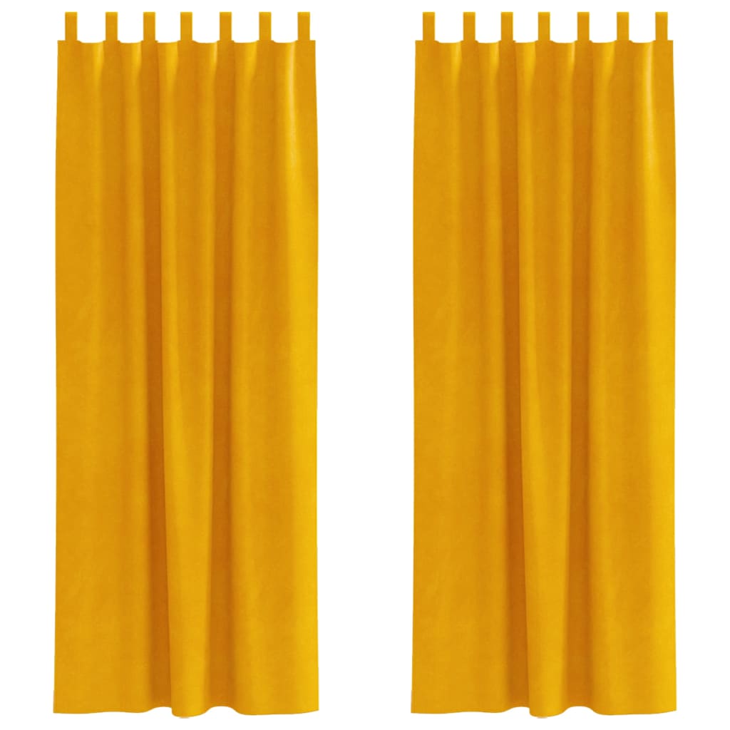 Tende 2 pz Giallo Senape 140 x 260 cm Velluto