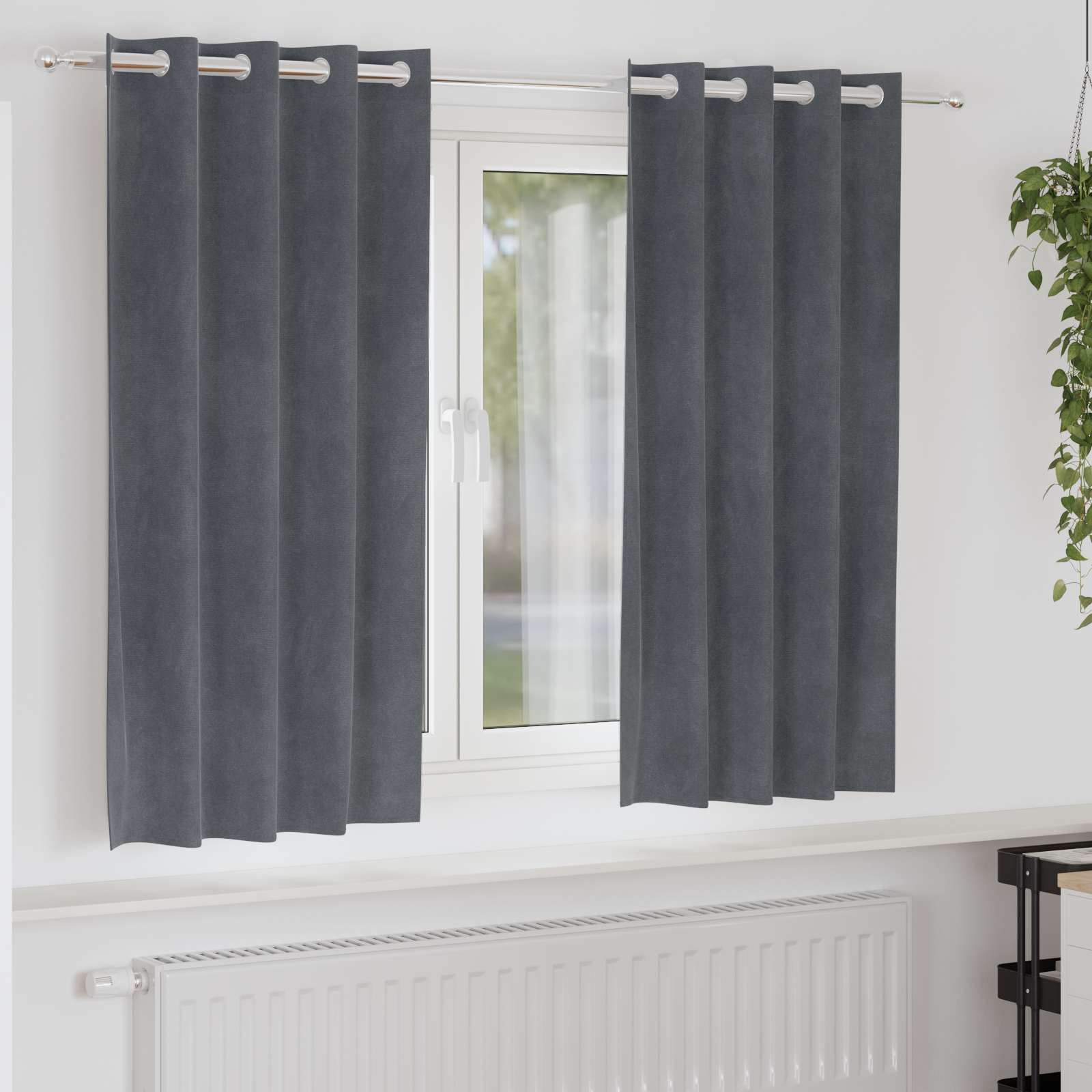Tende 2 pz Grigio Chiaro 140 x 175 cm Velluto