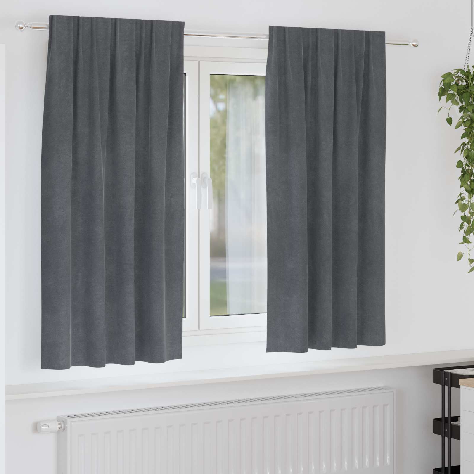 Tende 2 pz Grigio Chiaro 140 x 175 cm Velluto