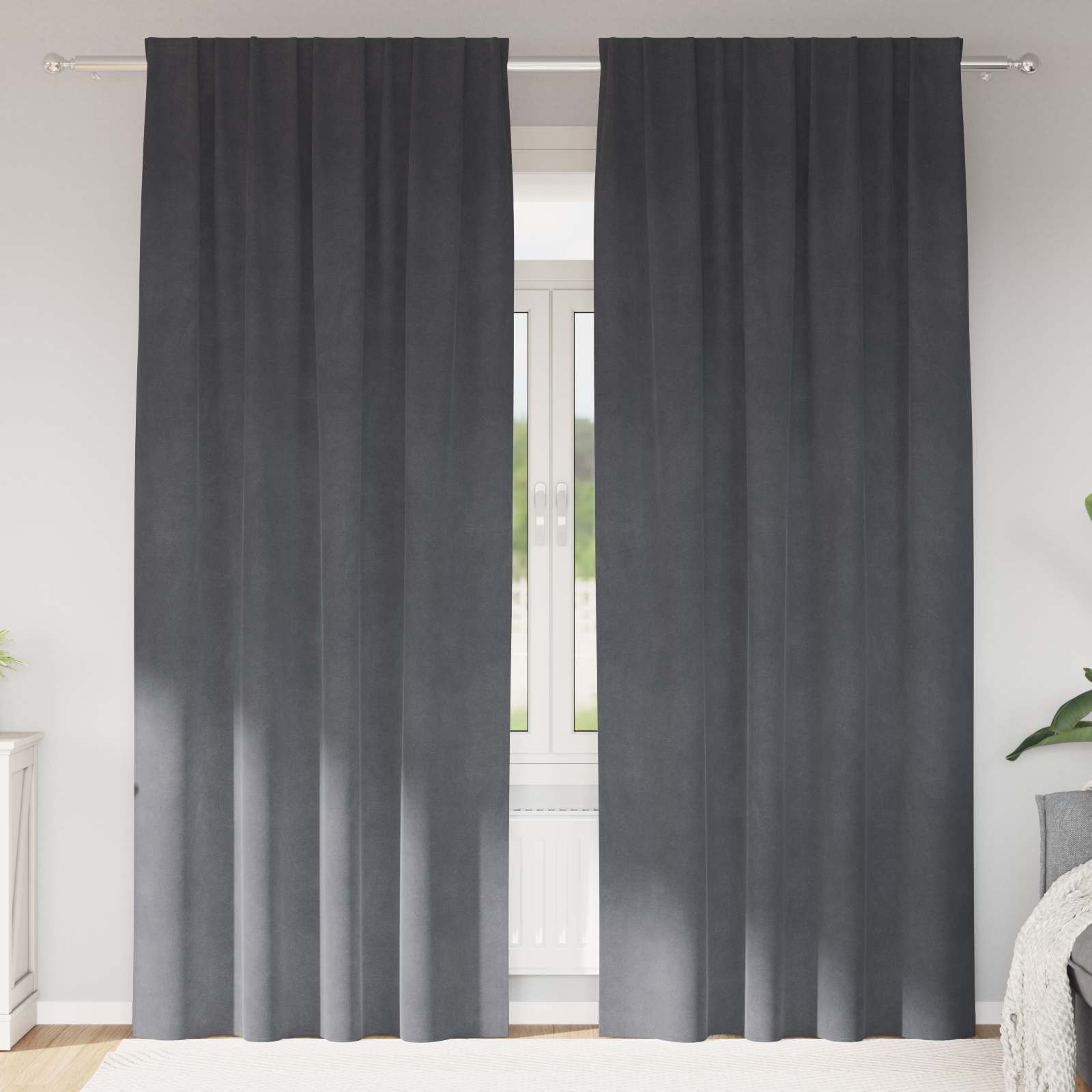 Tende 2 pz Grigio Chiaro 140 x 245 cm Velluto