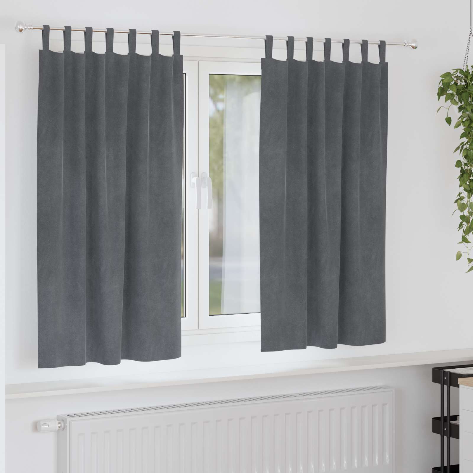Tende 2 pz Grigio Chiaro 140 x 175 cm Velluto