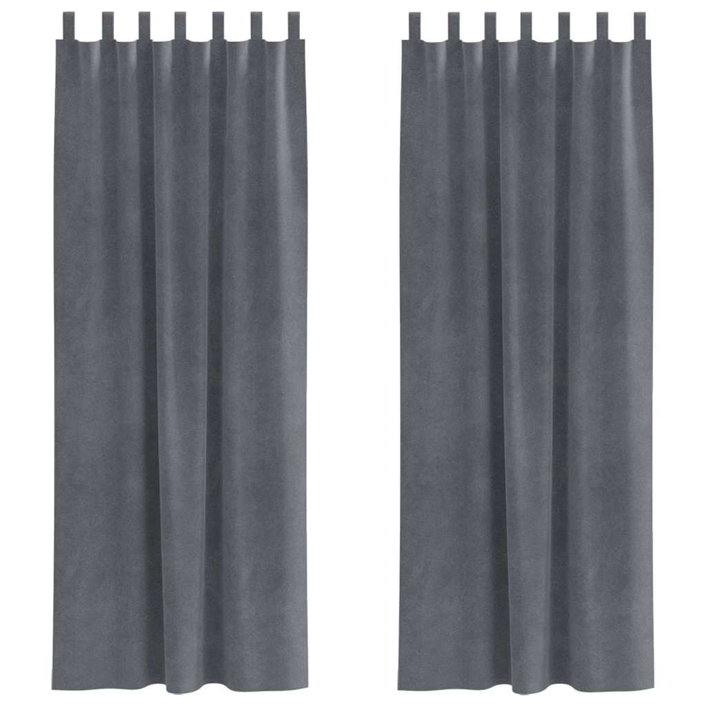 Tende 2 pz Grigio Chiaro 140 x 245 cm Velluto