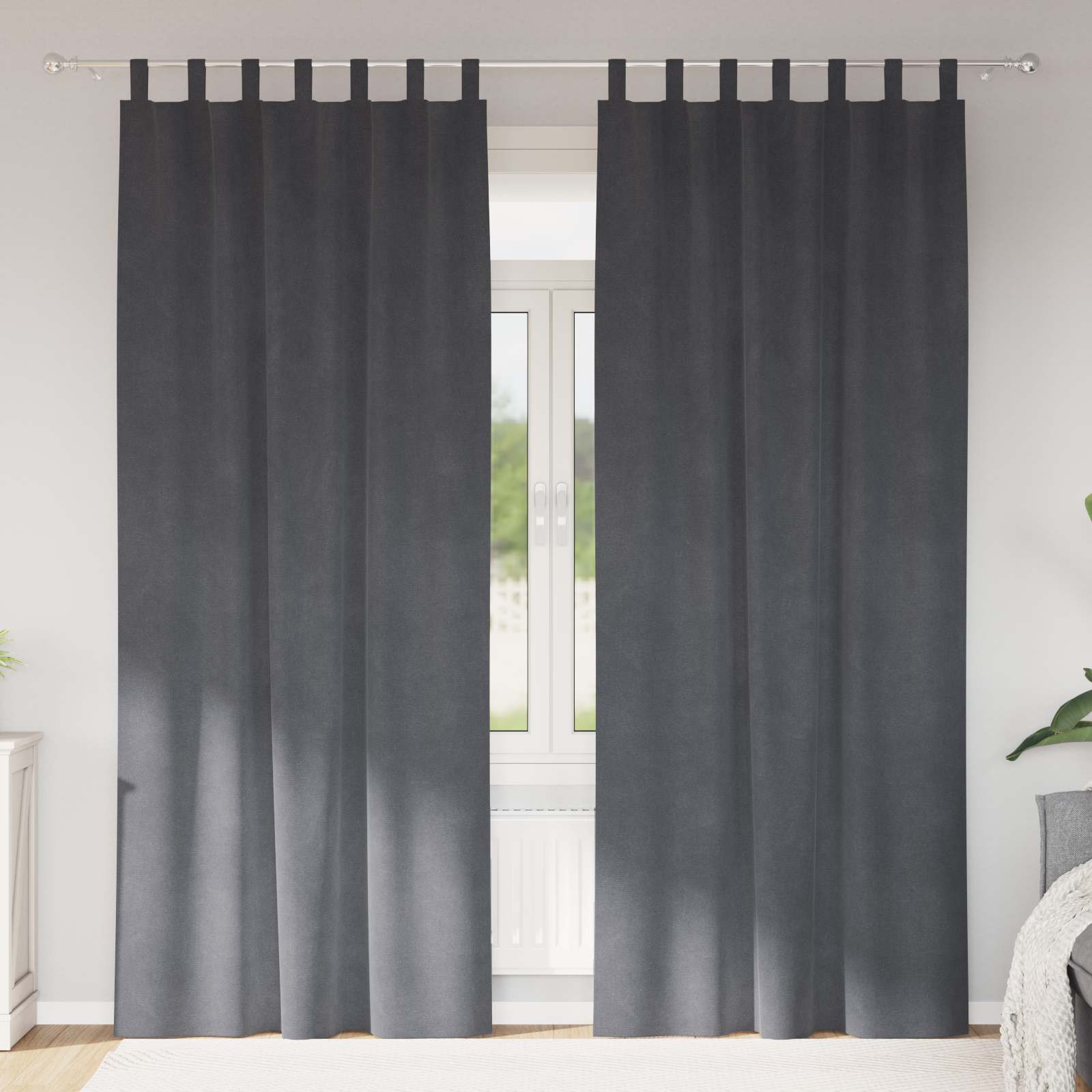 Tende 2 pz Grigio Chiaro 140 x 260 cm Velluto