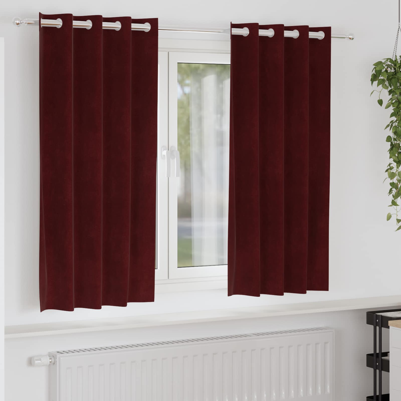 Tende 2 pz Rosso Vino 140 x 175 cm Velluto