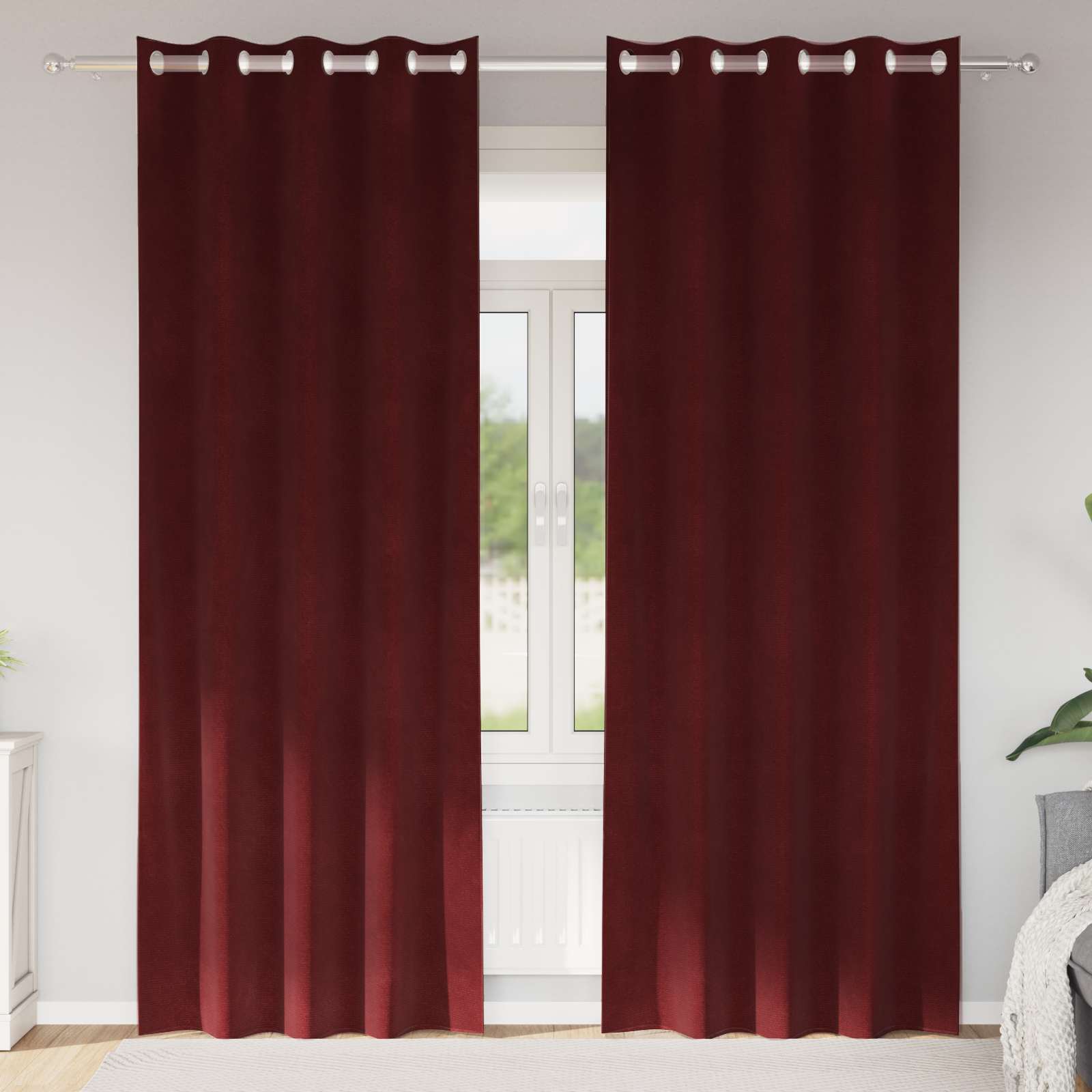 Tende 2 pz Rosso Vino 140 x 245 cm Velluto