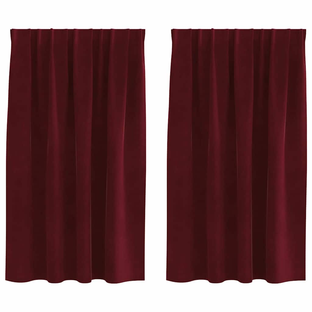 Tende 2 pz Rosso Vino 140 x 140 cm Velluto