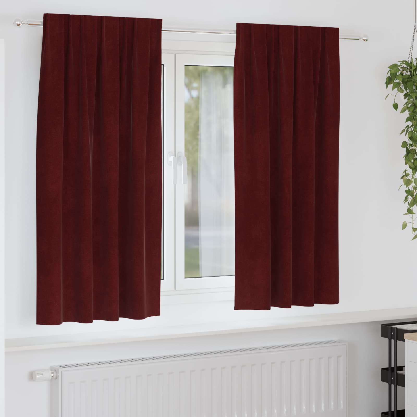 Tende 2 pz Rosso Vino 140 x 175 cm Velluto