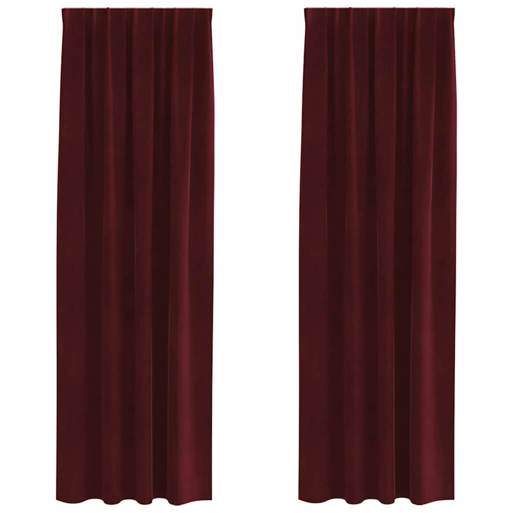 Tende 2 pz Rosso Vino 140 x 245 cm Velluto