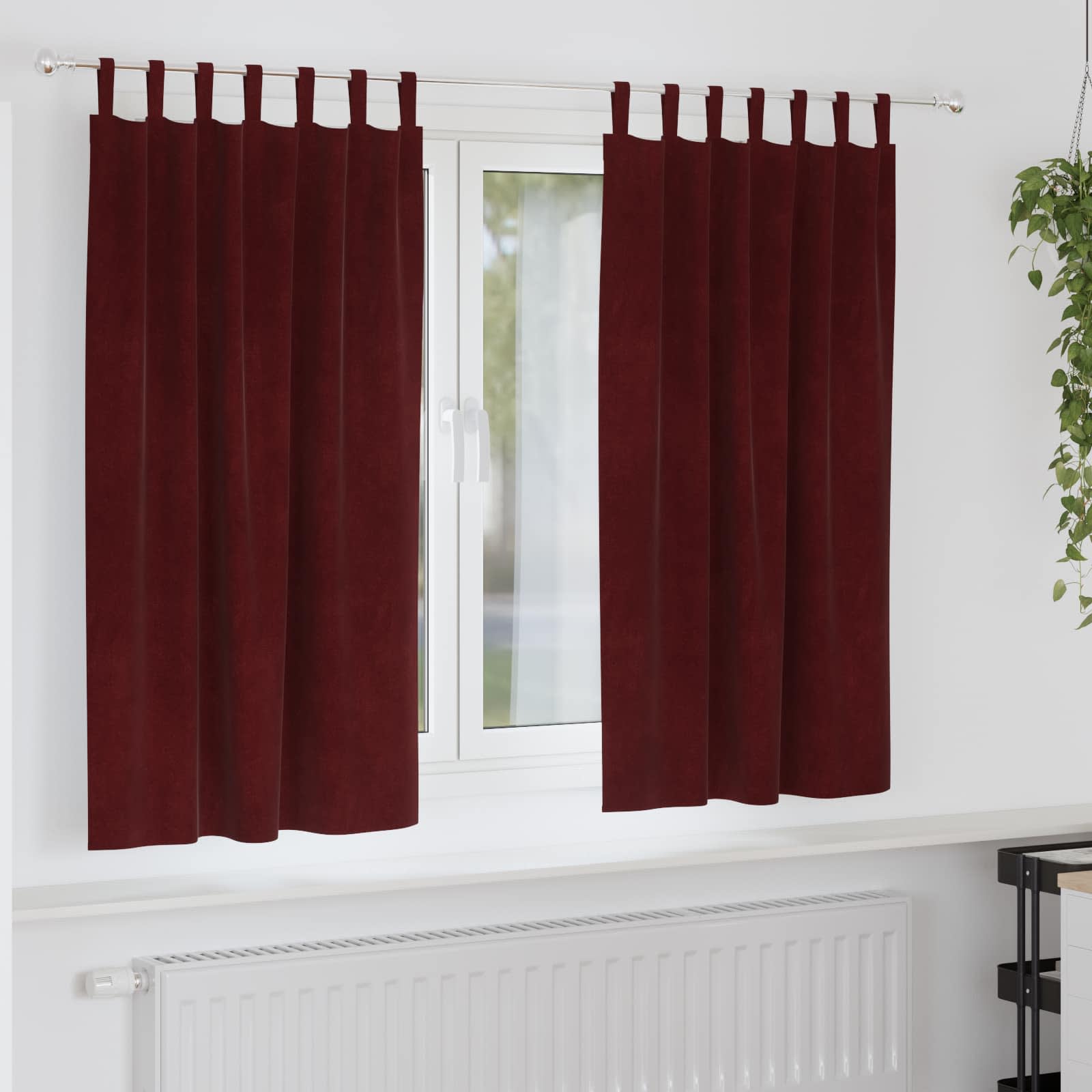 Tende 2 pz Rosso Vino 140 x 175 cm Velluto