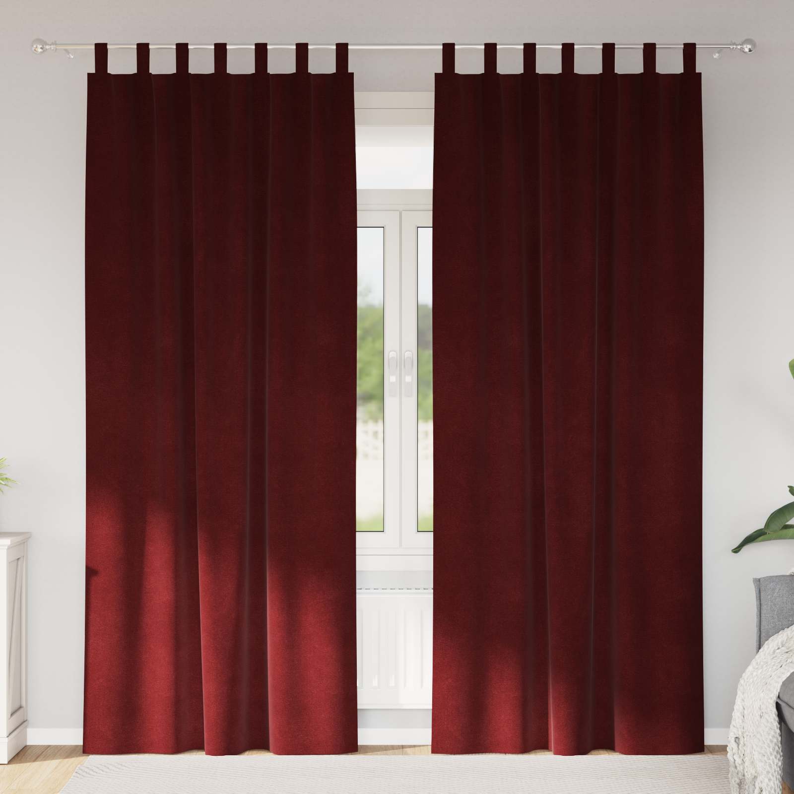 Tende 2 pz Rosso Vino 140 x 225 cm Velluto