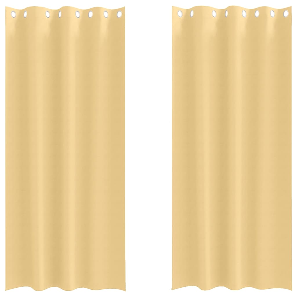 Tende Blackout con Anelli 2 pz Beige 245 x 140 cm Poliestere
